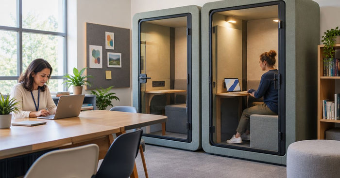 Acoustic pods for school staff rooms