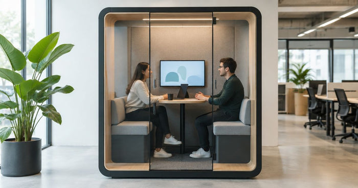 How big is a two-person meeting booth?