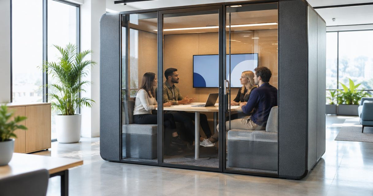 How many people can fit in an office meeting pod?