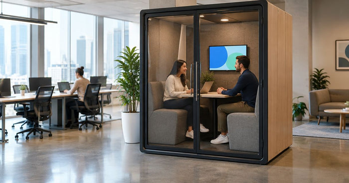 Meeting pods for hot-desking and hybrid office floors