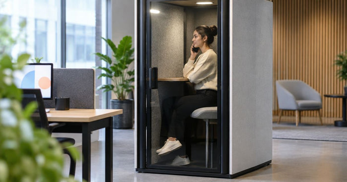 How much sound reduction should an office phone booth give?