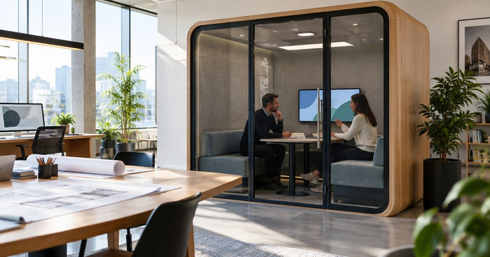 Acoustic meeting pods for architecture practices