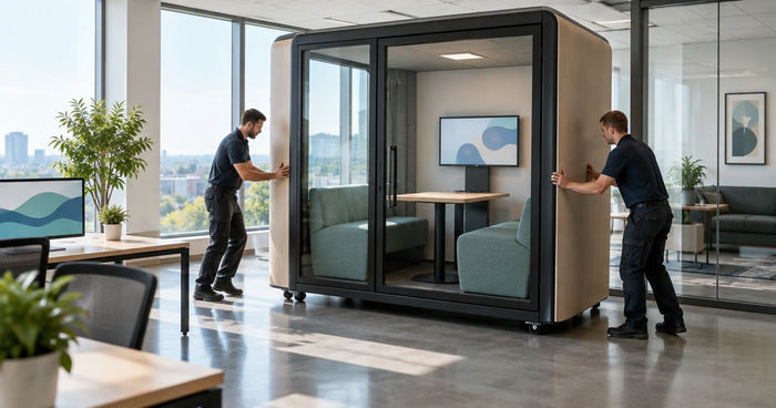 Can office meeting pods be moved once installed?
