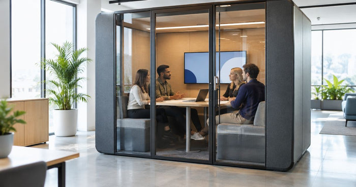How many people can fit in an office meeting pod?