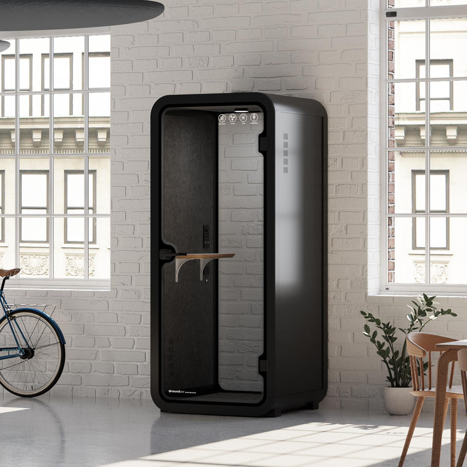 Office Pod Quell AcousticCharcoal / No Furniture | Upgraded Device Shelf / Dark Grey