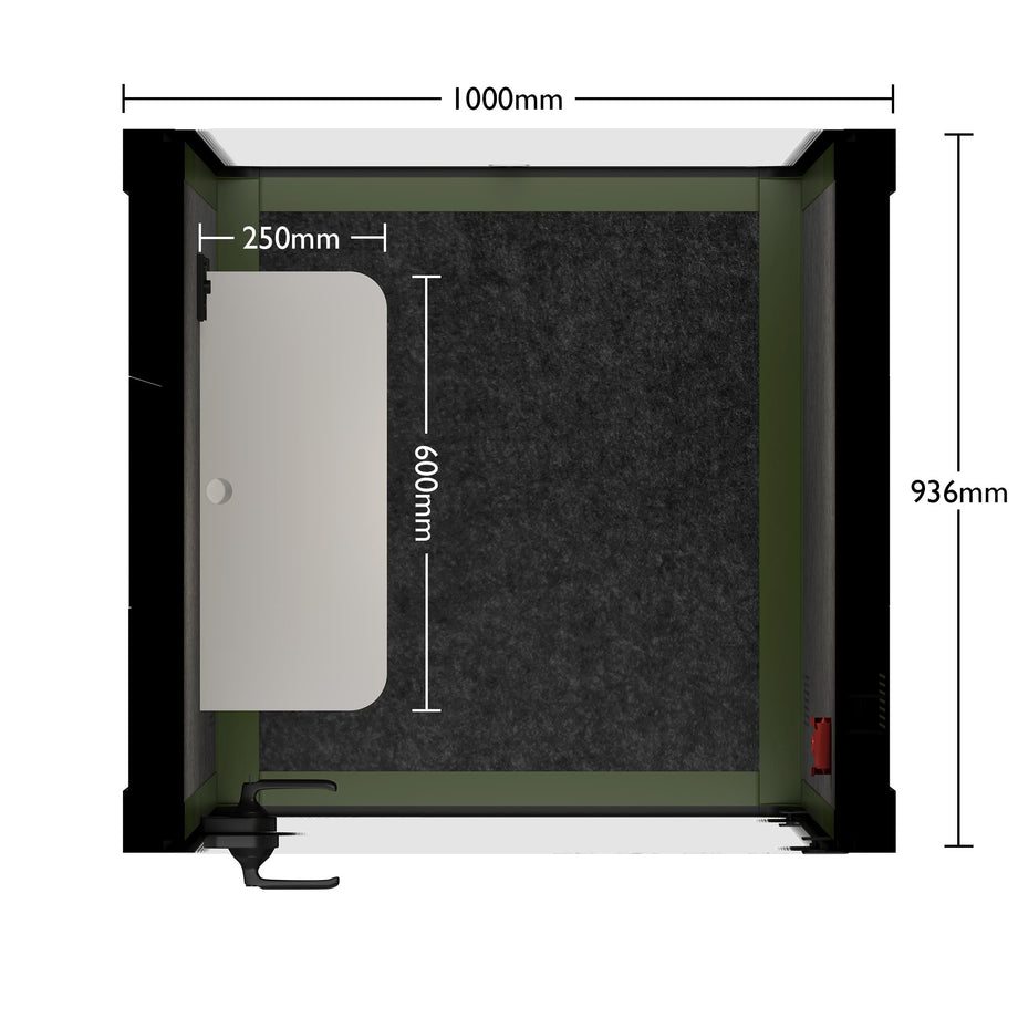 Office Pod Quell AcousticGreen / No Furniture | Upgraded Device Shelf / Dark Grey