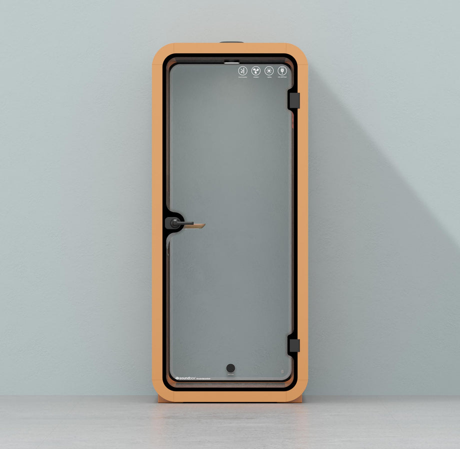 Office Pod Quell AcousticOrange / No Furniture | Upgraded Device Shelf / Dark Grey