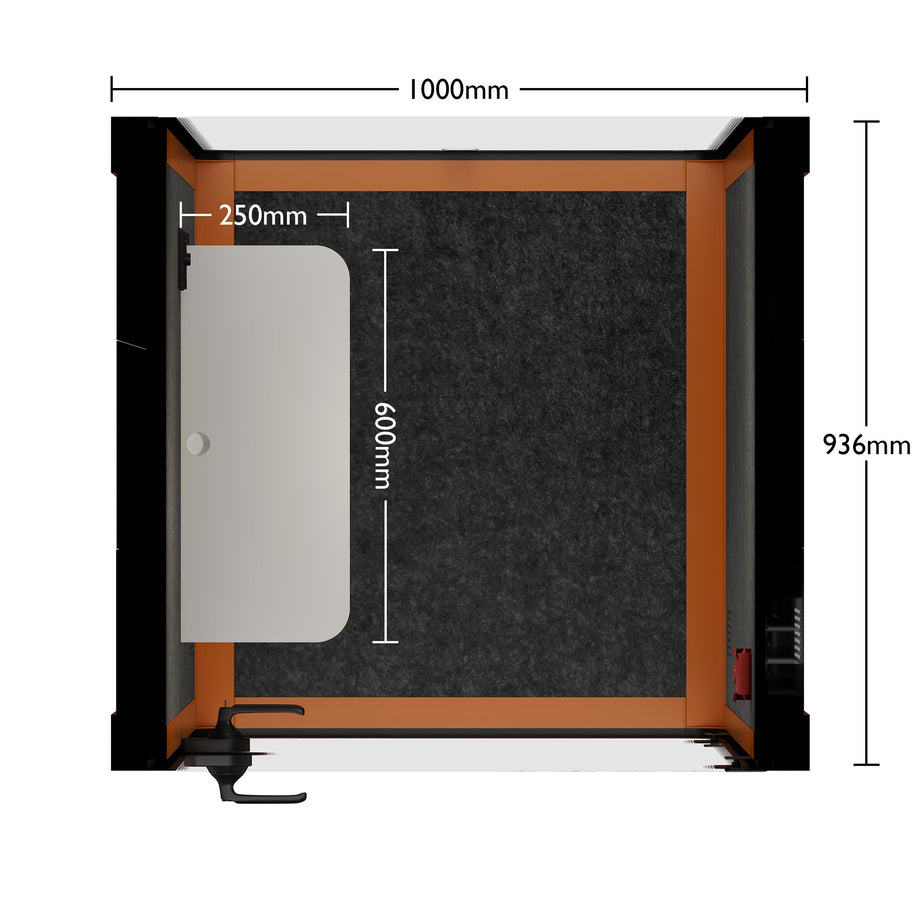 Office Pod Quell AcousticOrange / No Furniture | Upgraded Device Shelf / Dark Grey