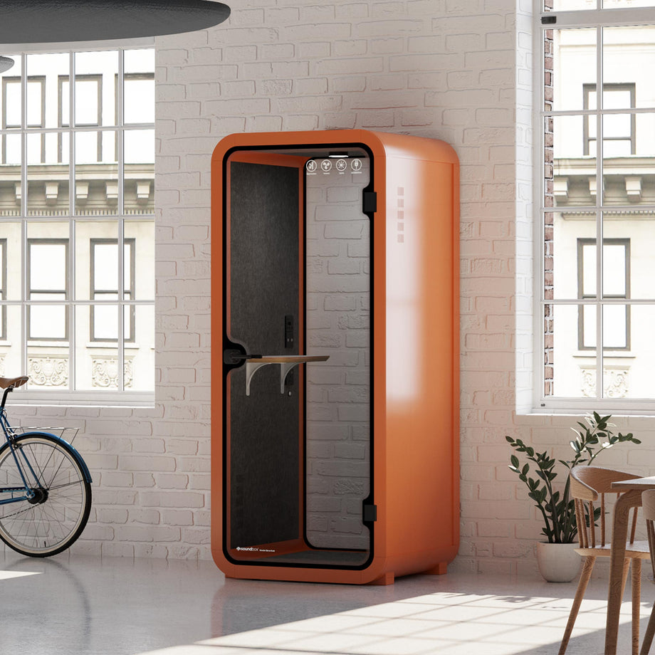 Office Pod Quell AcousticOrange / No Furniture | Upgraded Device Shelf / Dark Grey