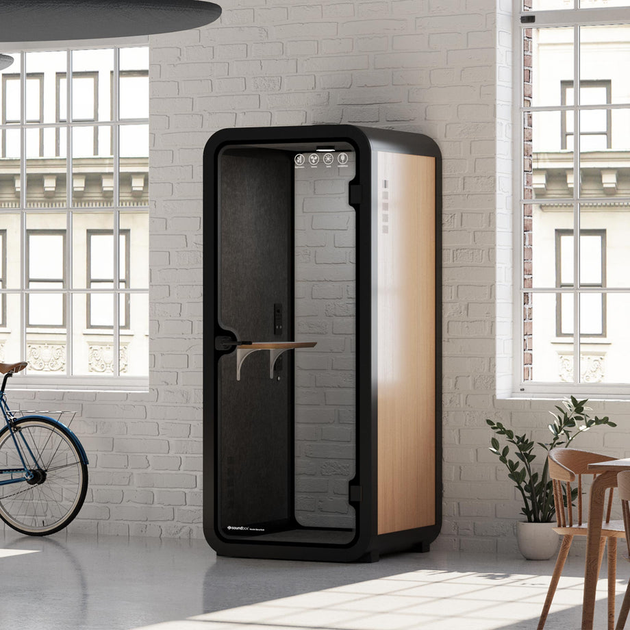 Office Pod Quell AcousticWooden / No Furniture | Upgraded Device Shelf / Dark Grey