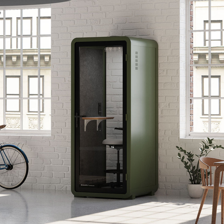Office Pod Quell+ AcousticGreen / With Furniture / Dark Grey