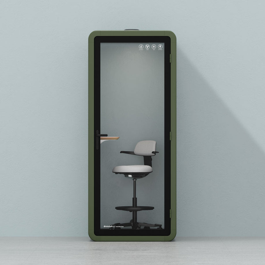 Office Pod Quell+ AcousticGreen / With Furniture / Dark Grey