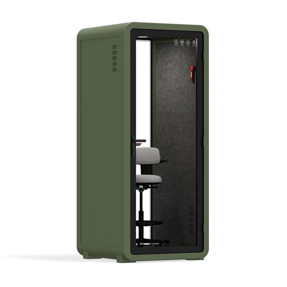 Office Pod Quell+ AcousticGreen / With Furniture / Dark Grey