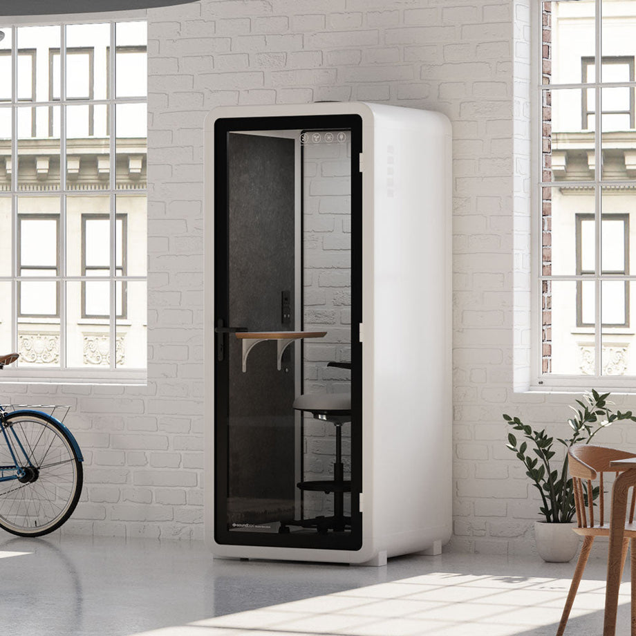 Office Pod Quell+ AcousticWhite / With Furniture / Dark Grey