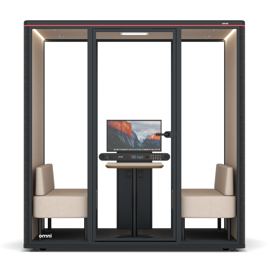 Omni Seis Sofá (+ Suporte para Monitor) / Gabriel Medley Black / #a18e7e