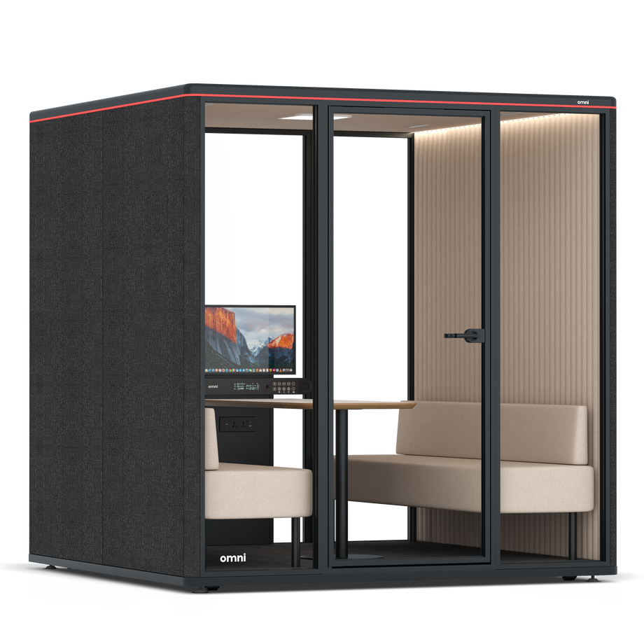 Omni Seis Sofá (+ Suporte para Monitor) / Gabriel Medley Black / #a18e7e