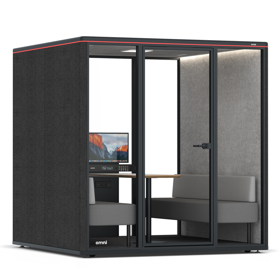 Omni Seis Sofá (+ Suporte para Monitor) / Gabriel Medley Black / #a49f98