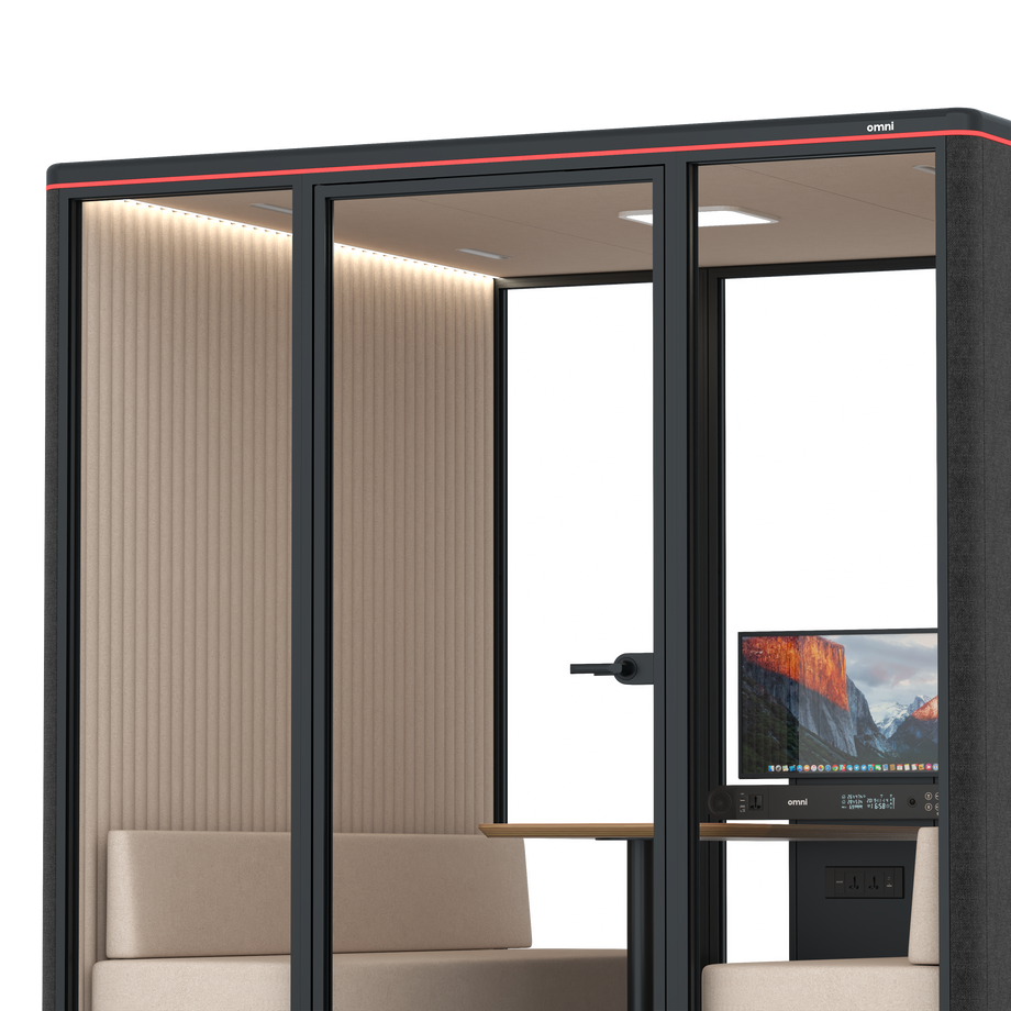 Omni Seis Sofá (+ Suporte para Monitor) / Gabriel Medley Black / #a18e7e