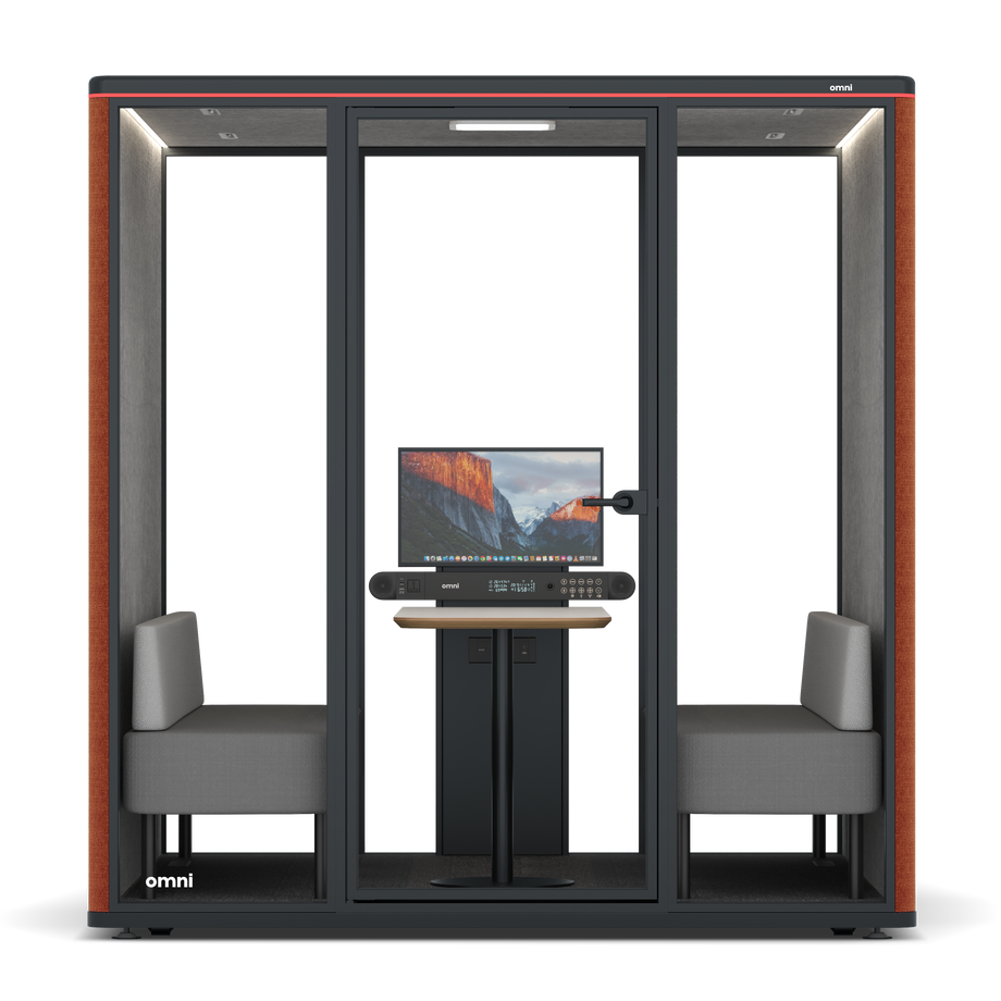 Omni Seis Sofá (+ Suporte para Monitor) / Bloody Orange / #a49f98