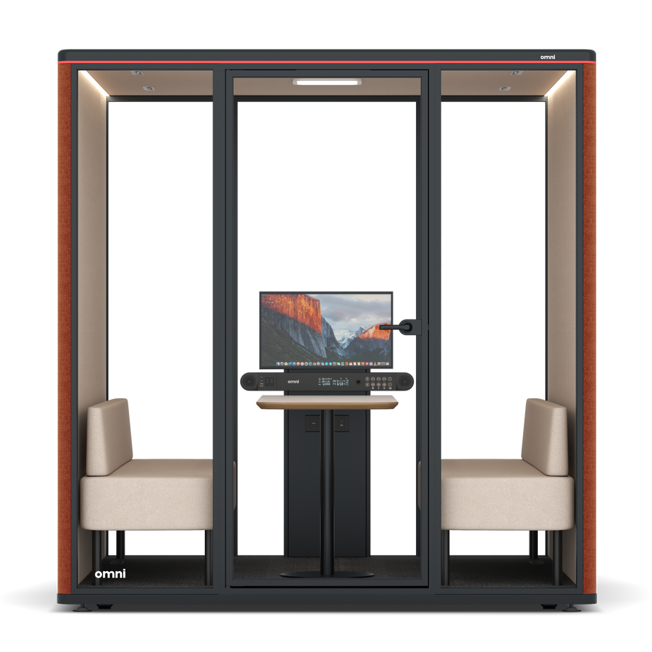 Omni Seis Sofá (+ Suporte para Monitor) / Bloody Orange / #a18e7e