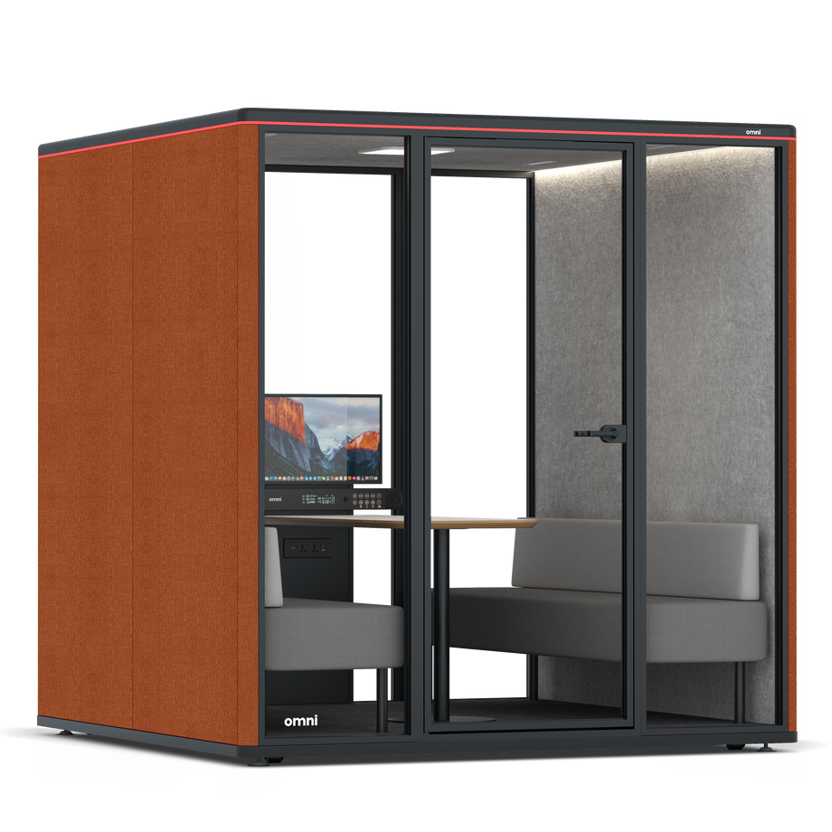 Omni Seis Sofá (+ Suporte para Monitor) / Bloody Orange / #a49f98