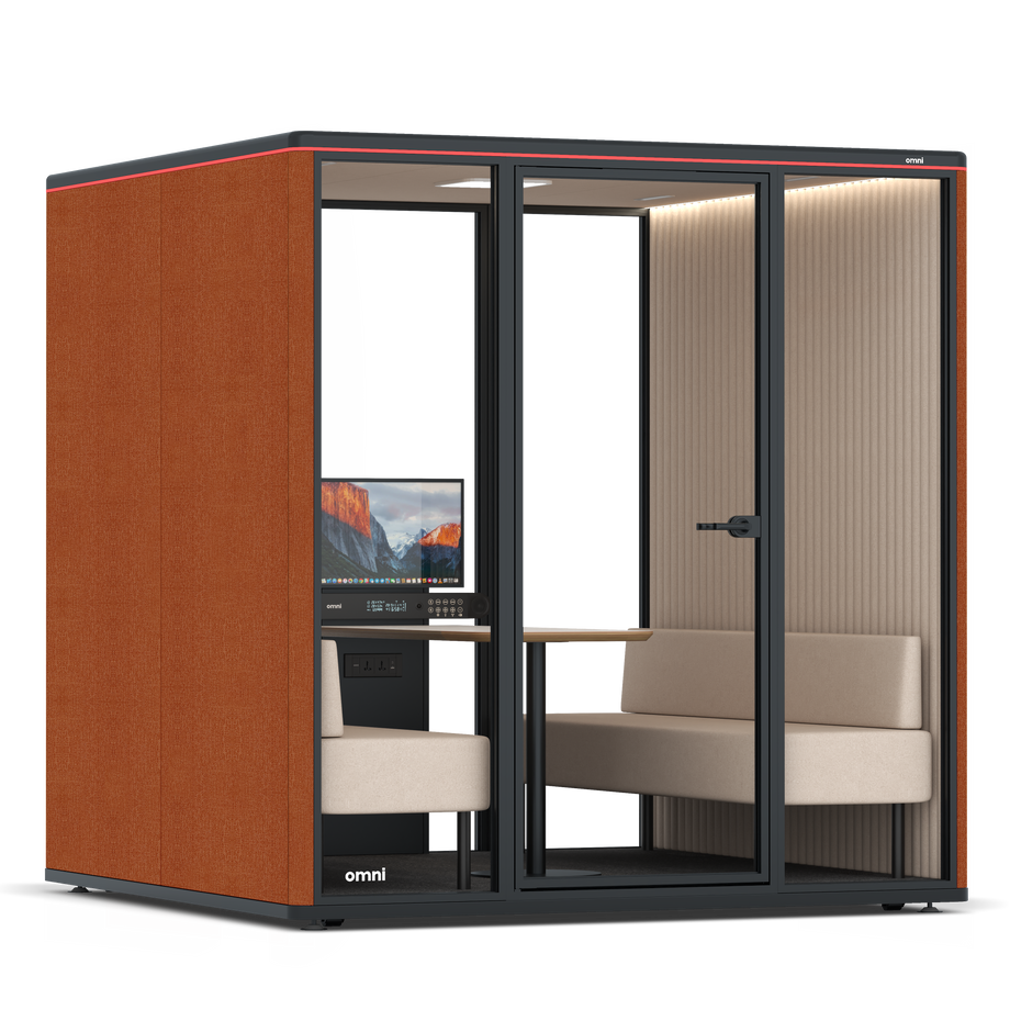 Omni Seis Sofá (+ Suporte para Monitor) / Bloody Orange / #a18e7e