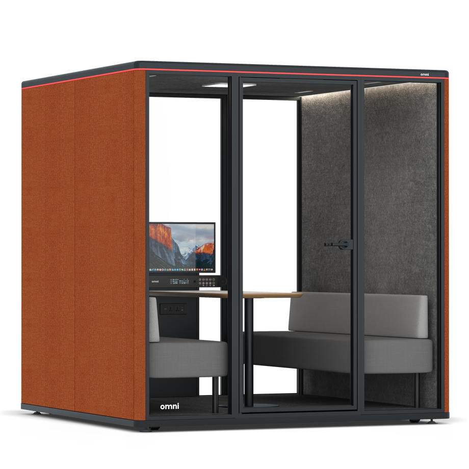 Omni Seis Sofá (+ Suporte para Monitor) / Bloody Orange / #615f5d