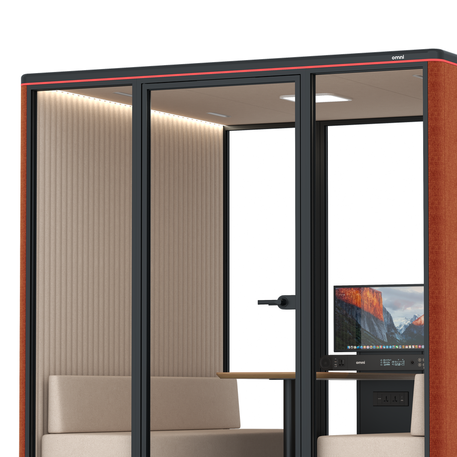 Omni Seis Sofá (+ Suporte para Monitor) / Bloody Orange / #a18e7e