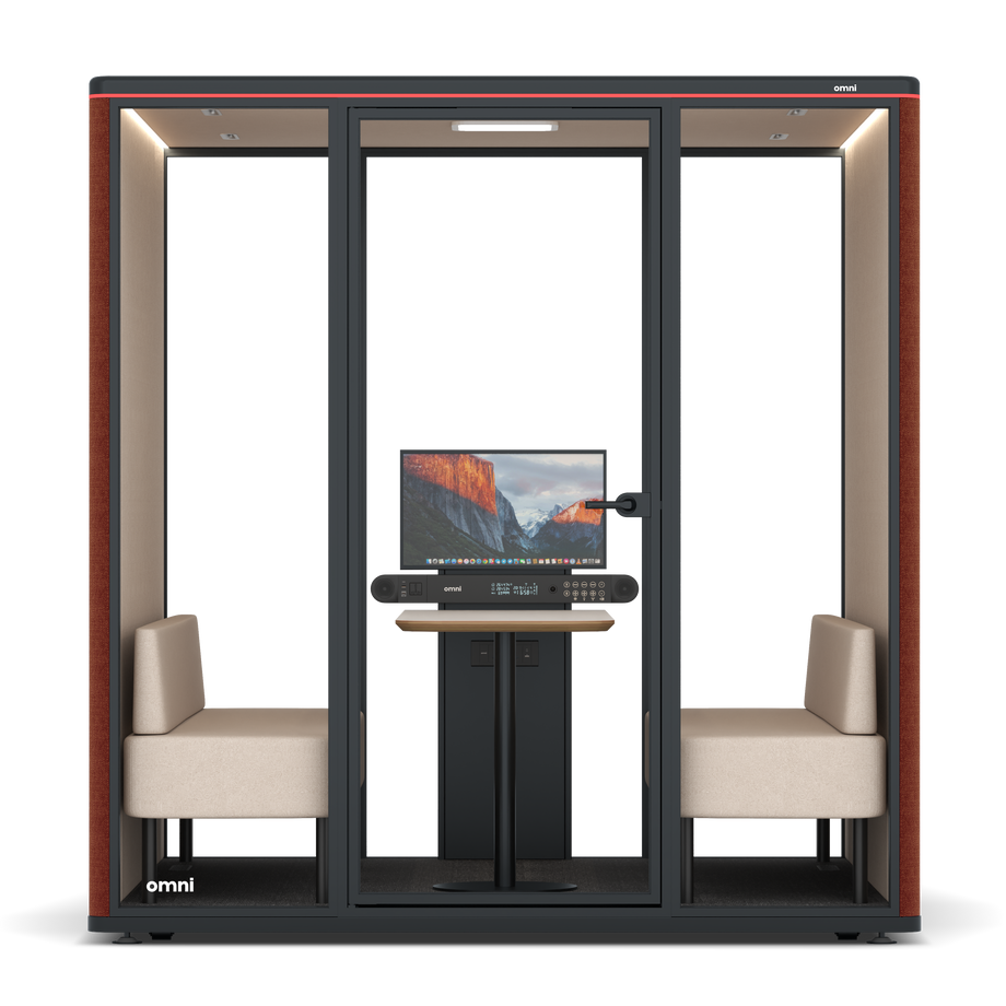 Omni Seis Sofá (+ Suporte para Monitor) / Gabriel Medley Deep Rouge / #a18e7e