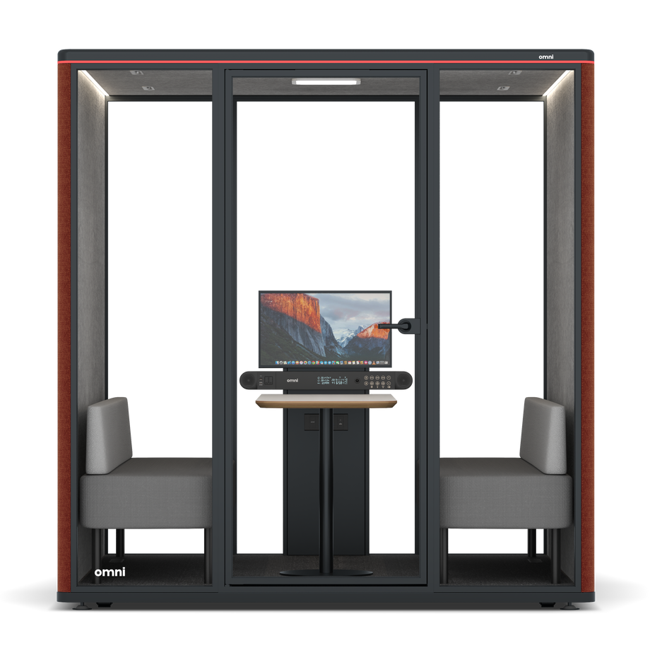 Omni Seis Sofá (+ Suporte para Monitor) / Gabriel Medley Deep Rouge / #a49f98