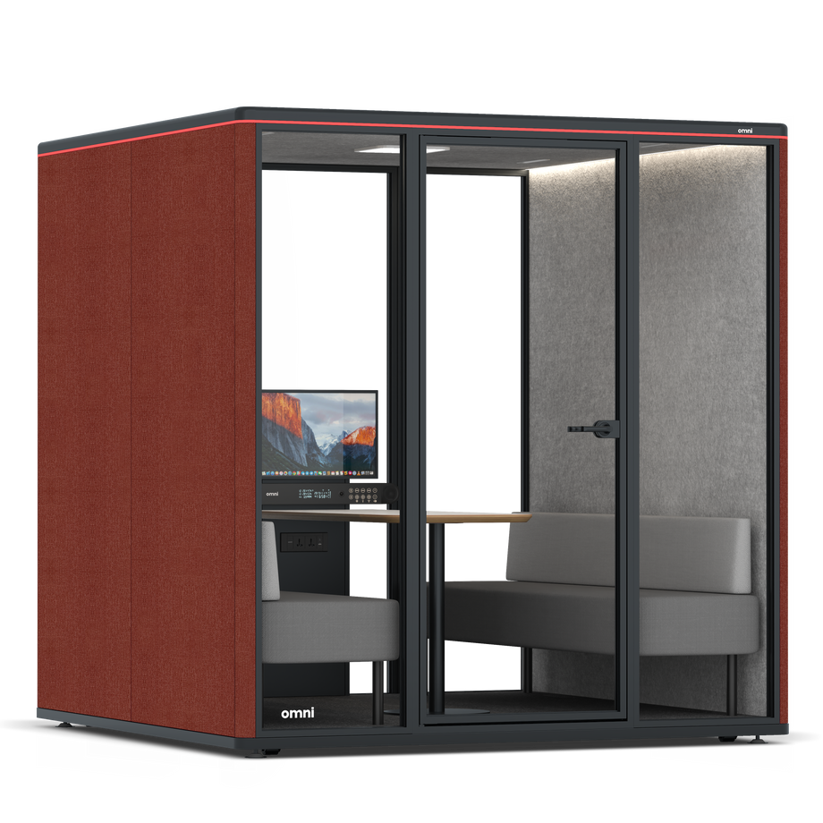 Omni Seis Sofá (+ Suporte para Monitor) / Gabriel Medley Deep Rouge / #a49f98