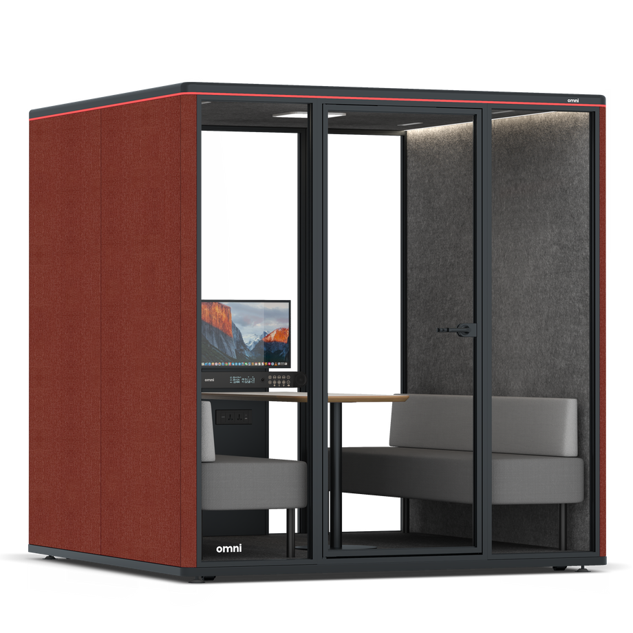 Omni Seis Sofá (+ Suporte para Monitor) / Gabriel Medley Deep Rouge / #615f5d