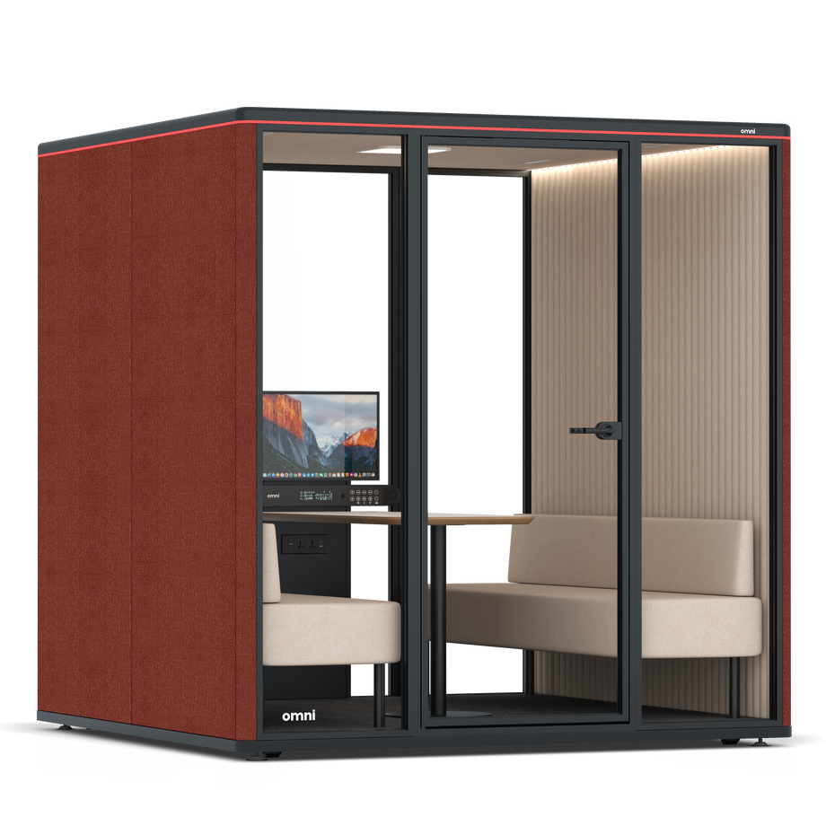 Omni Seis Sofá (+ Suporte para Monitor) / Gabriel Medley Deep Rouge / #a18e7e
