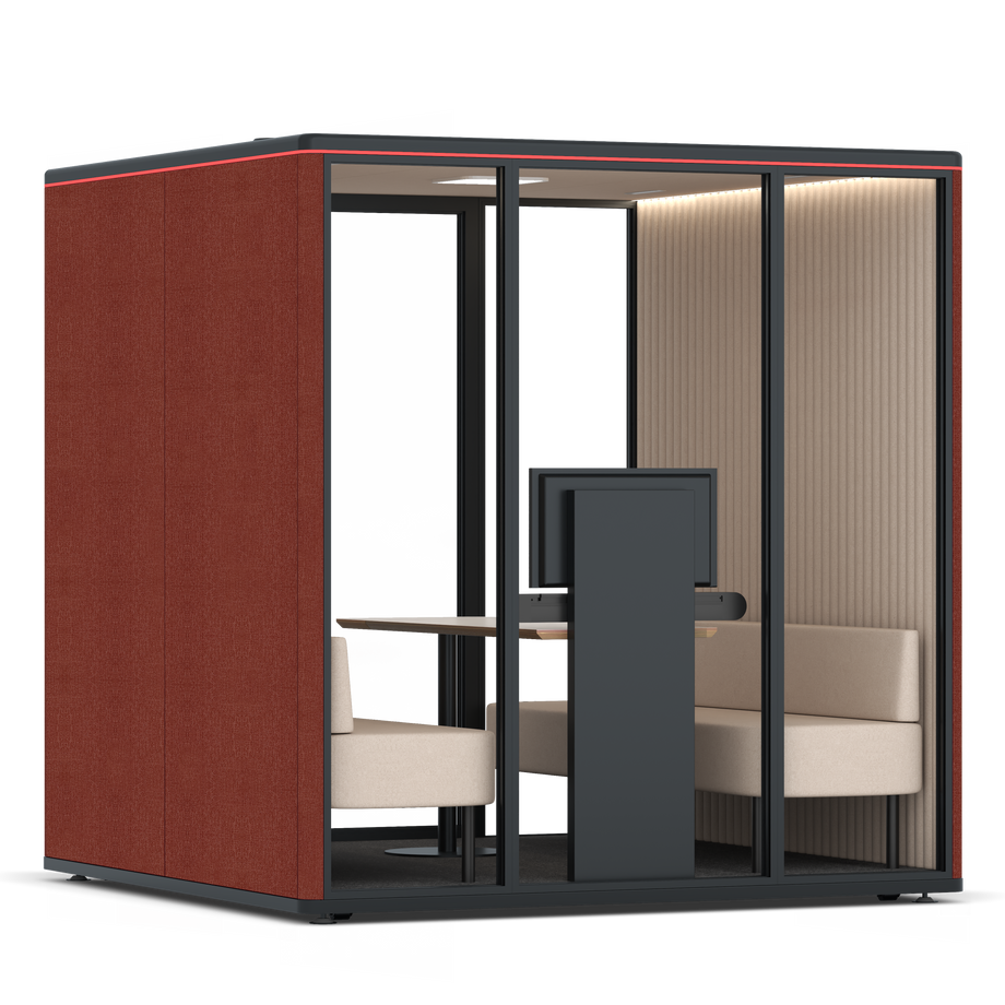Omni Seis Sofá (+ Suporte para Monitor) / Gabriel Medley Deep Rouge / #a18e7e