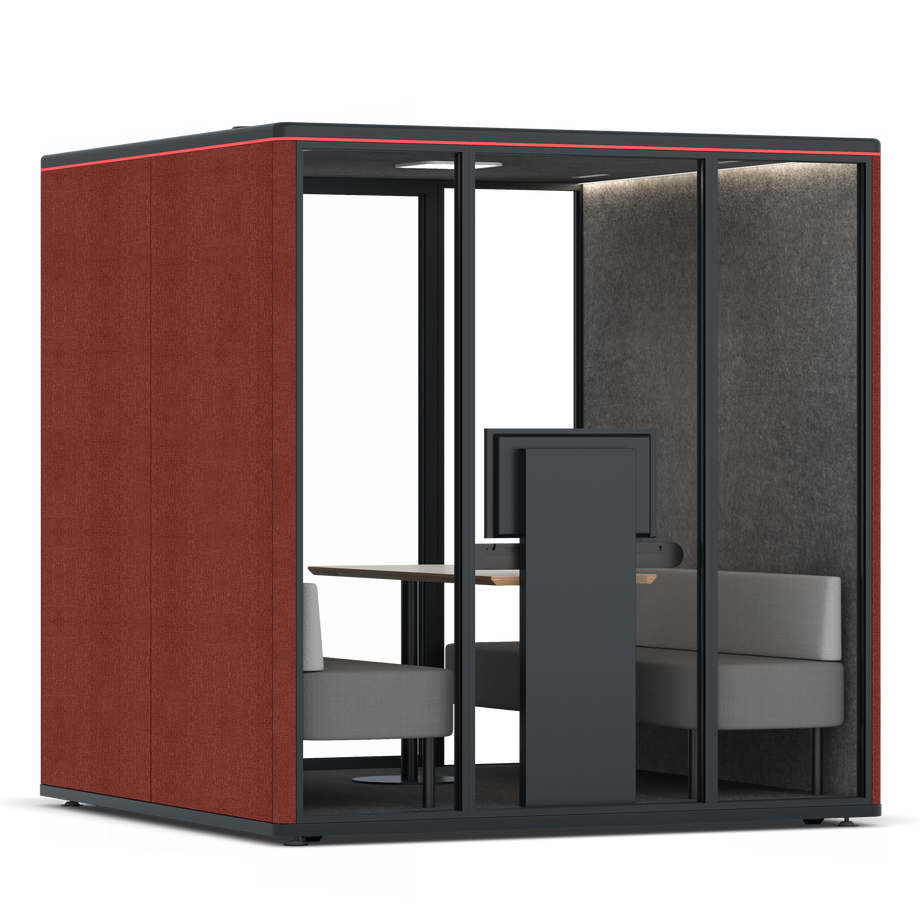 Omni Seis Sofá (+ Suporte para Monitor) / Gabriel Medley Deep Rouge / #615f5d
