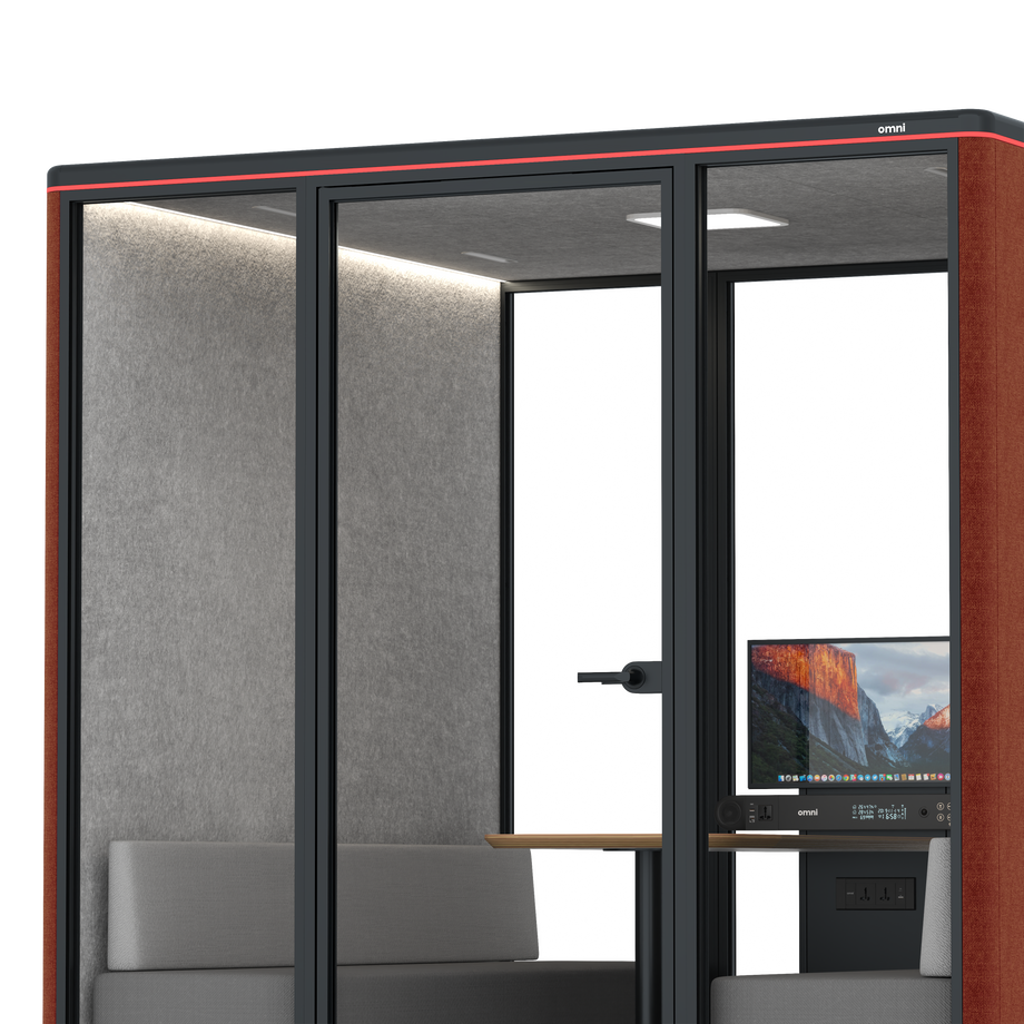 Omni Seis Sofá (+ Suporte para Monitor) / Gabriel Medley Deep Rouge / #a49f98