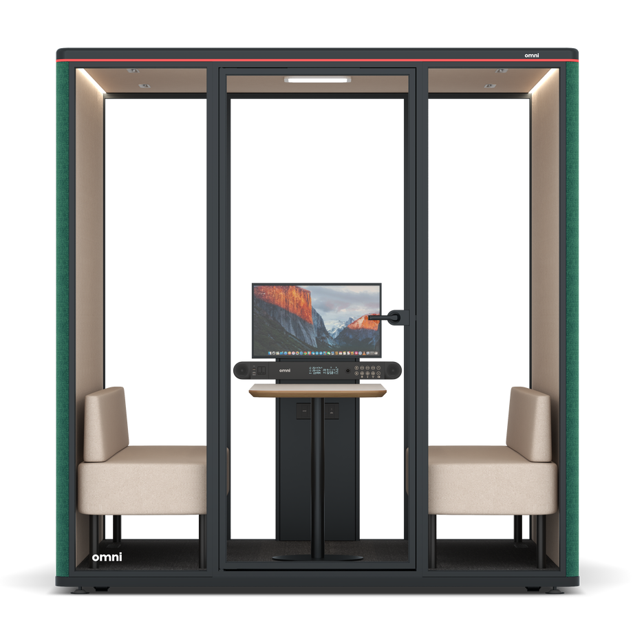 Omni Seis Sofá (+ Suporte para Monitor) / Gabriel Medley Forest Green / #a18e7e