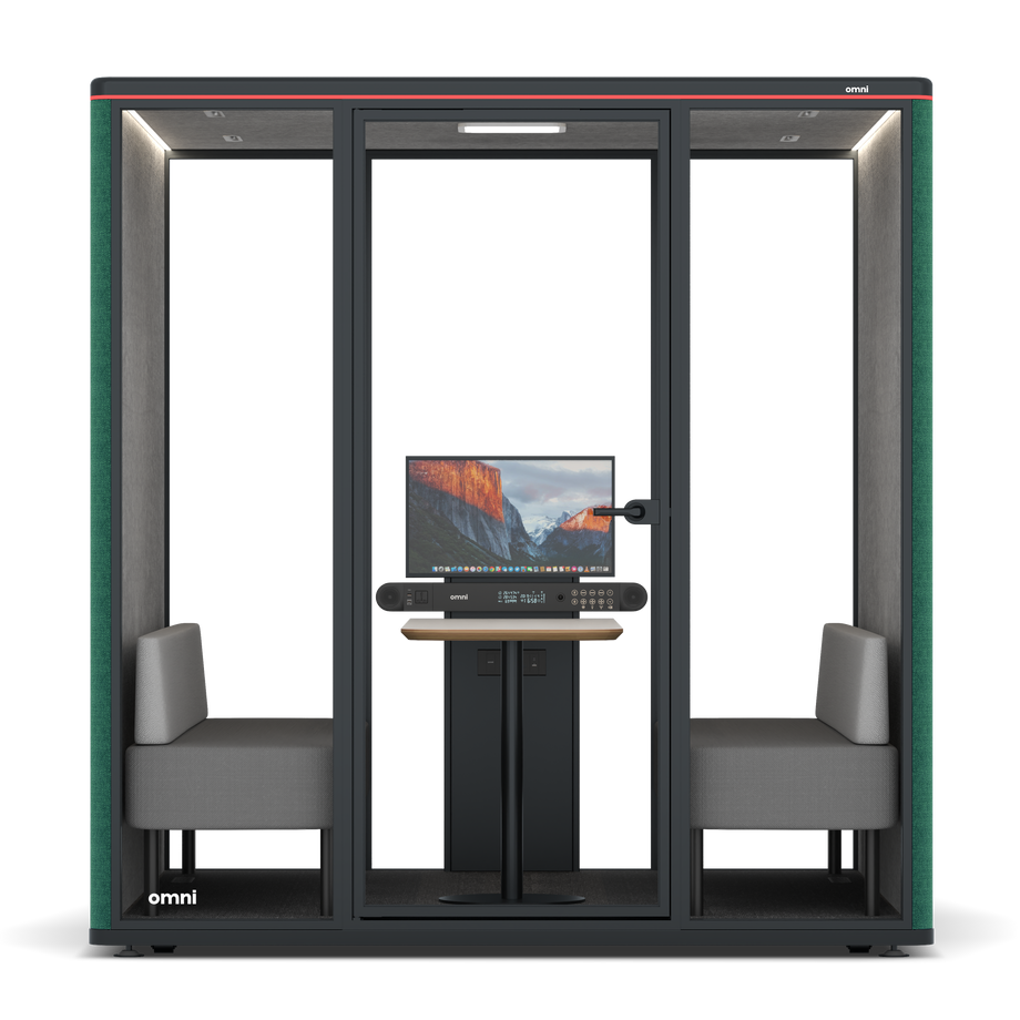 Omni Seis Sofá (+ Suporte para Monitor) / Gabriel Medley Forest Green / #a49f98