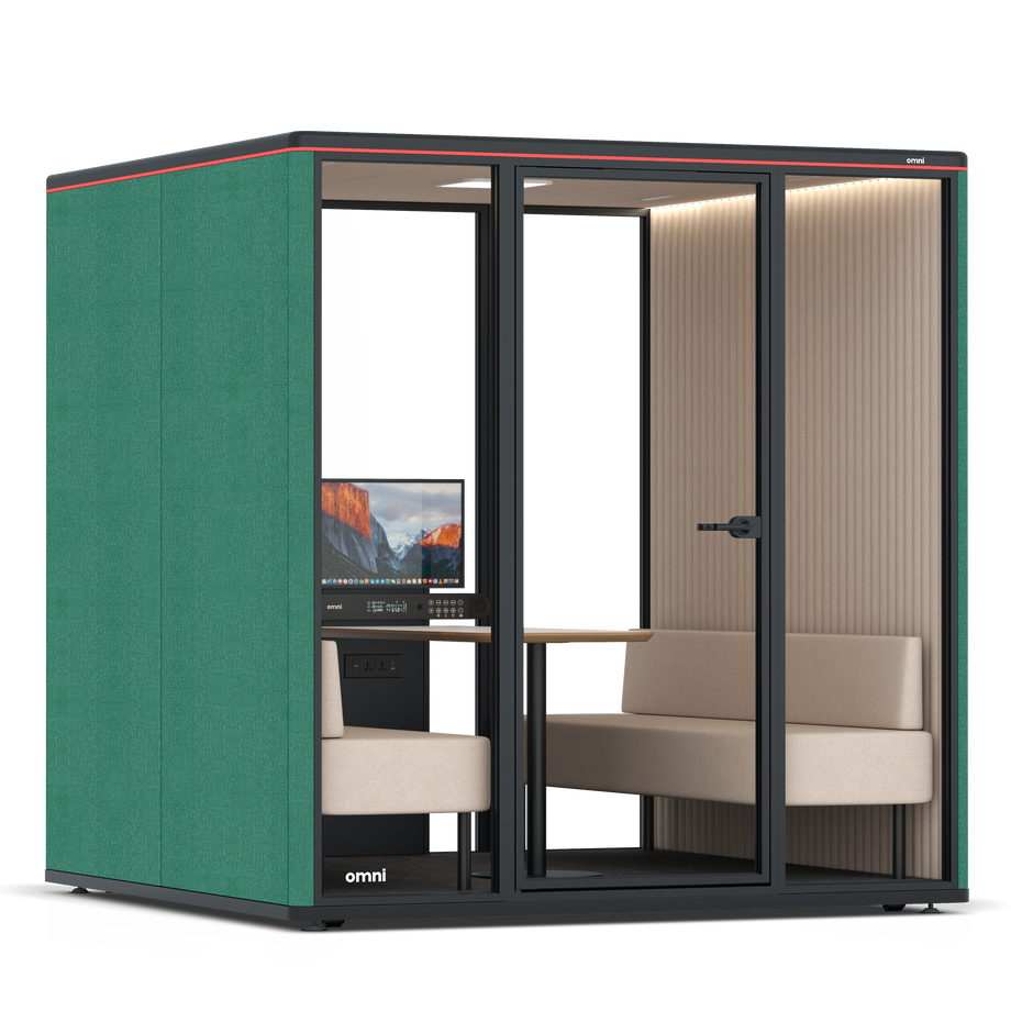 Omni Seis Sofá (+ Suporte para Monitor) / Gabriel Medley Forest Green / #a18e7e