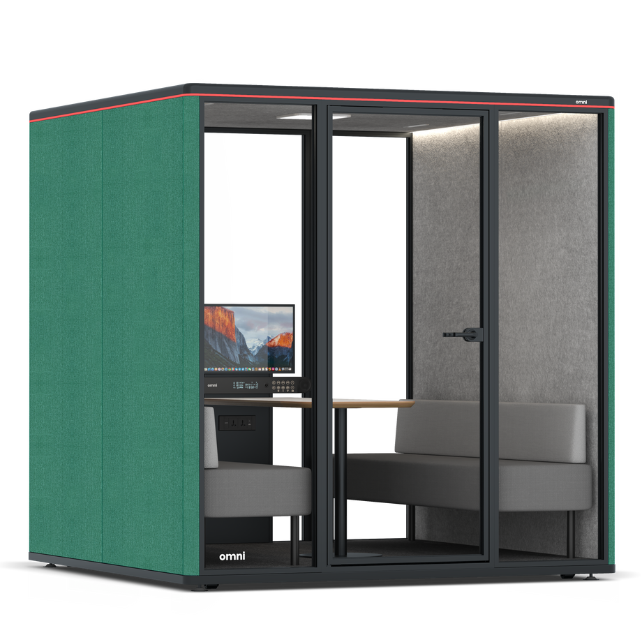 Omni Seis Sofá (+ Suporte para Monitor) / Gabriel Medley Forest Green / #a49f98