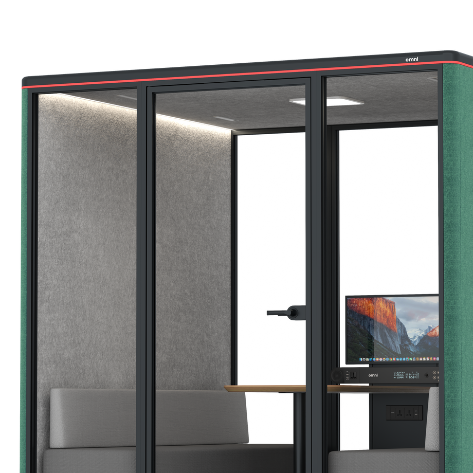 Omni Seis Sofá (+ Suporte para Monitor) / Gabriel Medley Forest Green / #a49f98