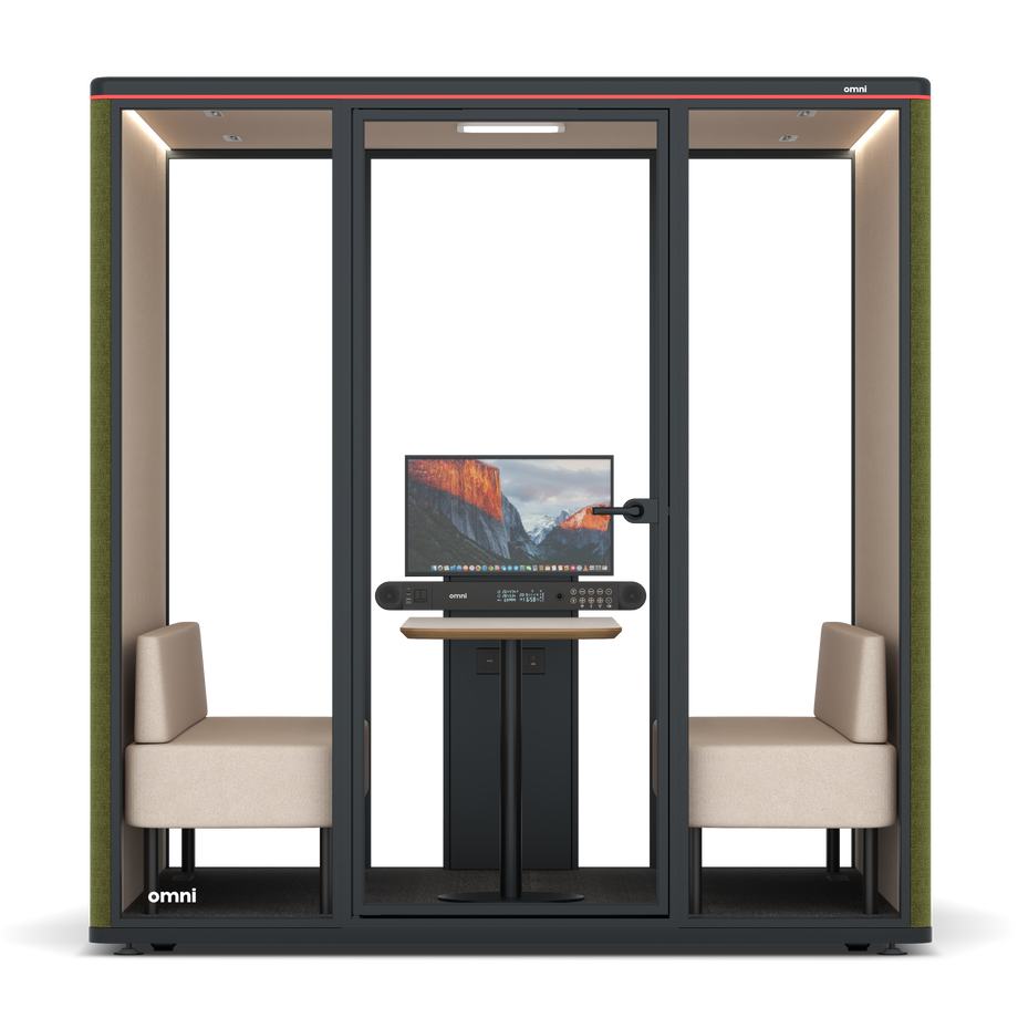 Omni Seis Sofá (+ Suporte para Monitor) / Gabriel Medley Meadow Green / #a18e7e