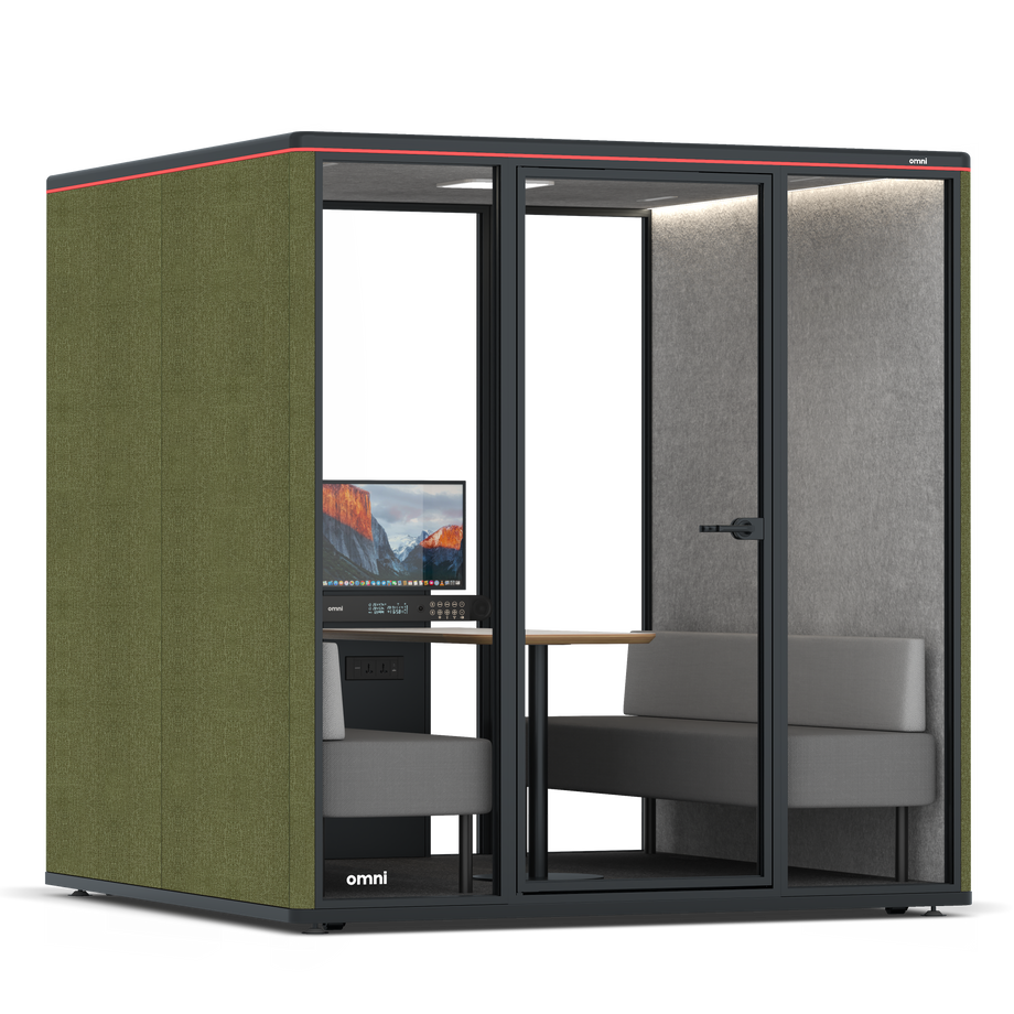 Omni Seis Sofá (+ Suporte para Monitor) / Gabriel Medley Meadow Green / #a49f98