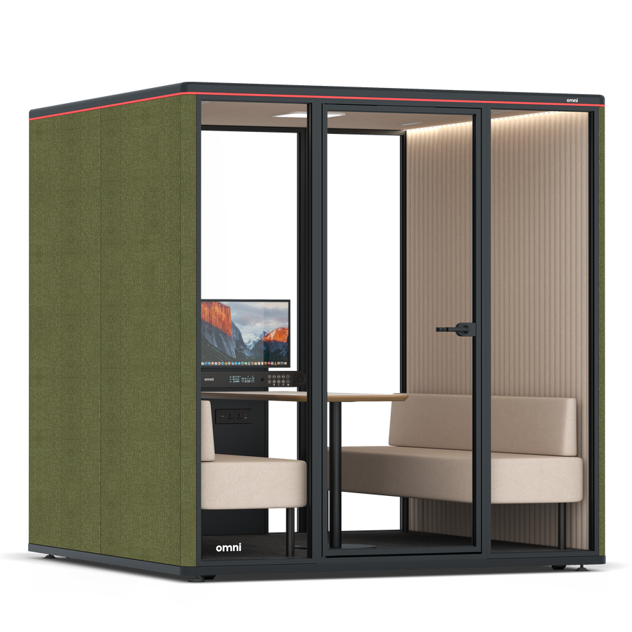 Omni Seis Sofá (+ Suporte para Monitor) / Gabriel Medley Meadow Green / #a18e7e