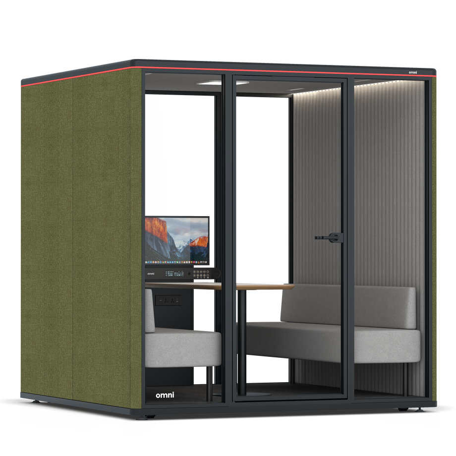 Omni Seis Sofá (+ Suporte para Monitor) / Gabriel Medley Meadow Green / #6d6c69