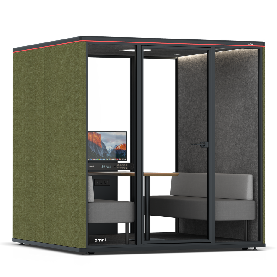 Omni Seis Sofá (+ Suporte para Monitor) / Gabriel Medley Meadow Green / #615f5d