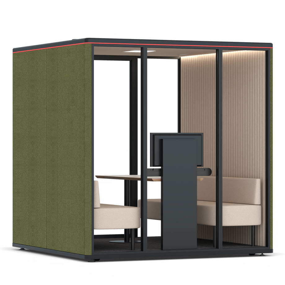 Omni Seis Sofá (+ Suporte para Monitor) / Gabriel Medley Meadow Green / #a18e7e