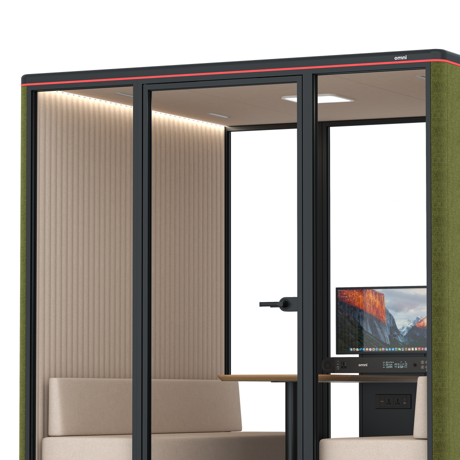Omni Seis Sofá (+ Suporte para Monitor) / Gabriel Medley Meadow Green / #a18e7e