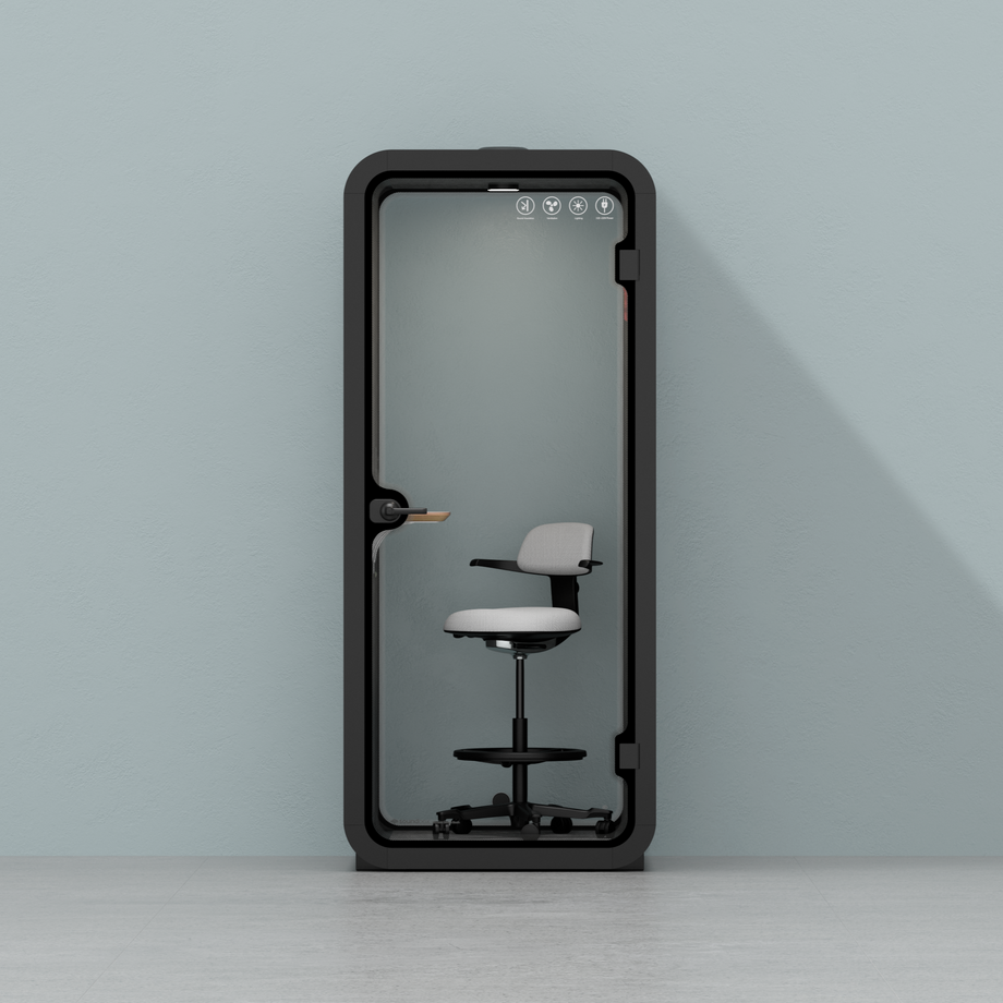 Office Pod Quell AcousticCharcoal / With Furniture | Upgraded Device Shelf / Dark Grey