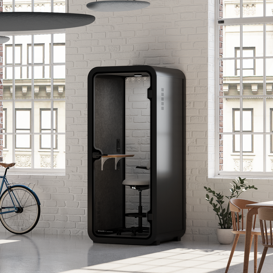 Office Pod Quell AcousticCharcoal / With Furniture | Upgraded Device Shelf / Dark Grey